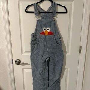 Vintage Sesame Street Blue Overalls with Elmo Patch Size Large 10/12